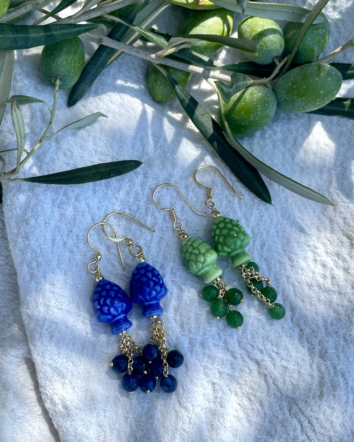Boucles d’oreilles céramique Pigna bleues Made in Italy