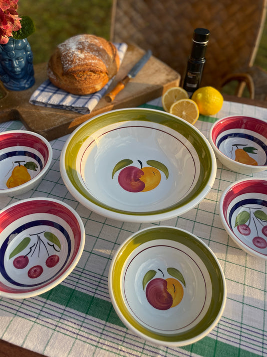 1 ensemble saladier et 5 coupelles Fruits Made in Italy
