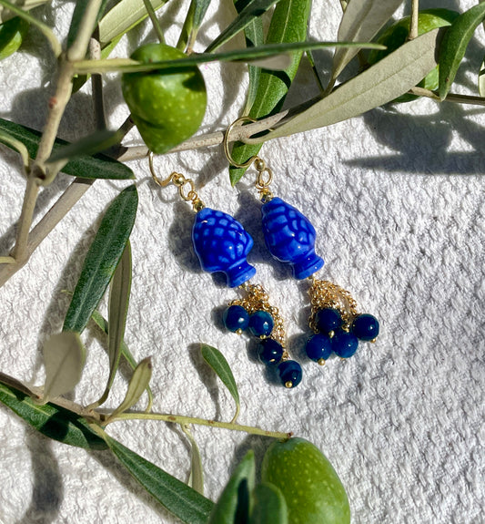 Boucles d’oreilles céramique Pigna bleues Made in Italy