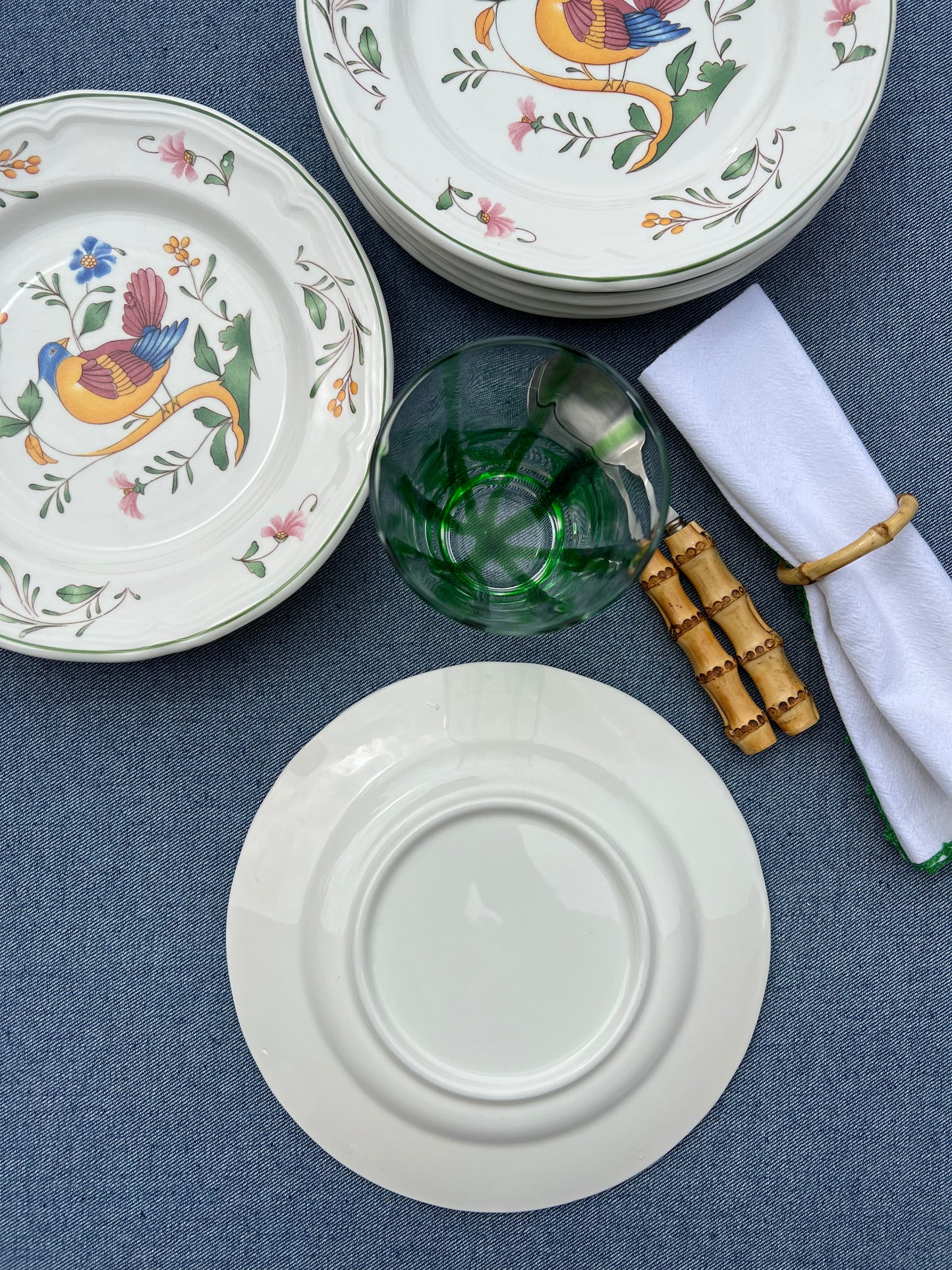 7 assiettes à dessert oiseaux