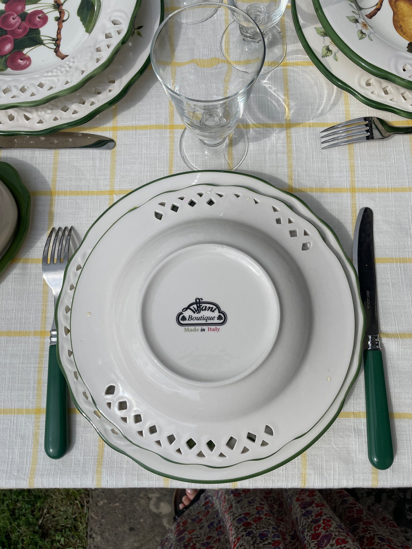 6 assiettes creuses décor fruits Made in Italy