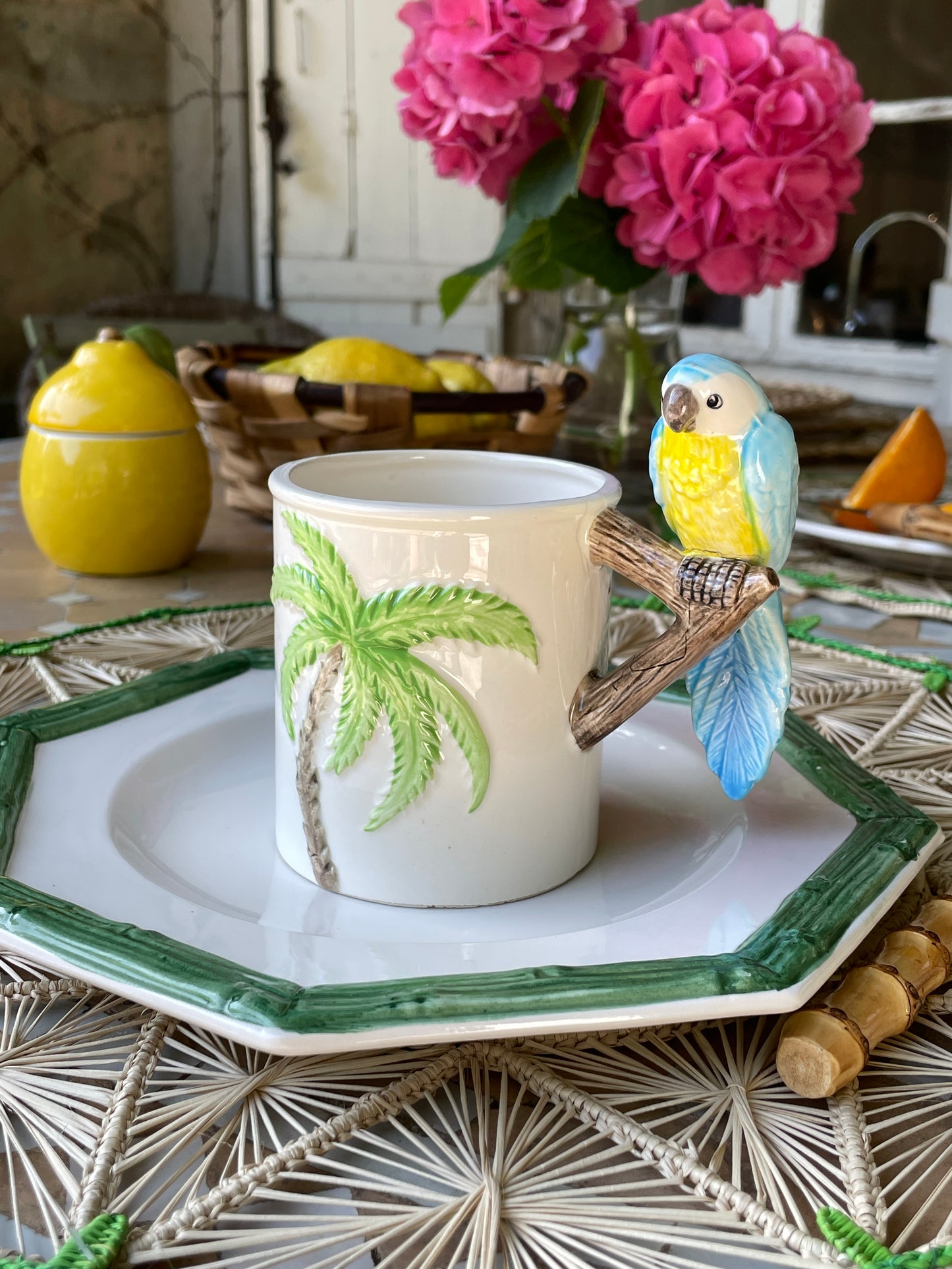 2 mugs perroquet