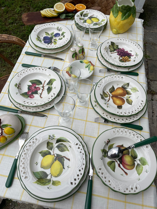 6 assiettes creuses décor fruits Made in Italy