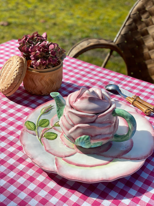 Théière et plat Rose Made in Italy