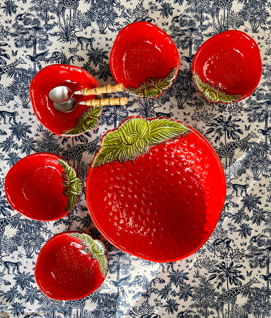 Ensemble 1 saladier et 5 coupelles fraises