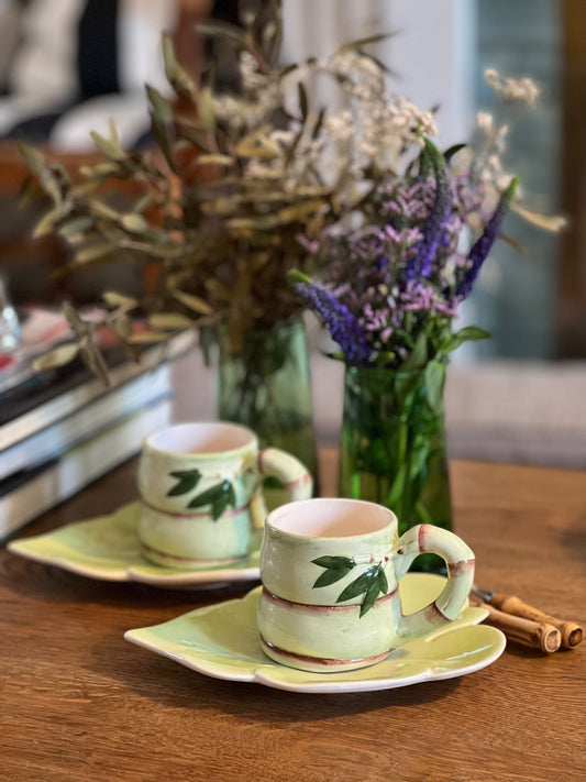 2 tasses bambou avec sous tasses