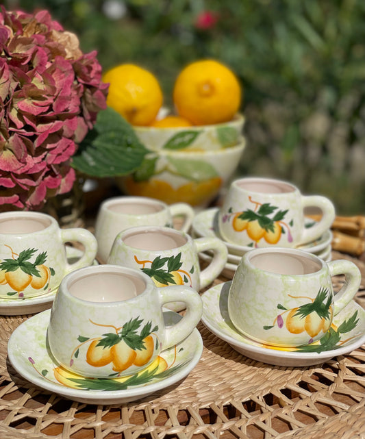 10 tasses à expresso citrons Made in Italy