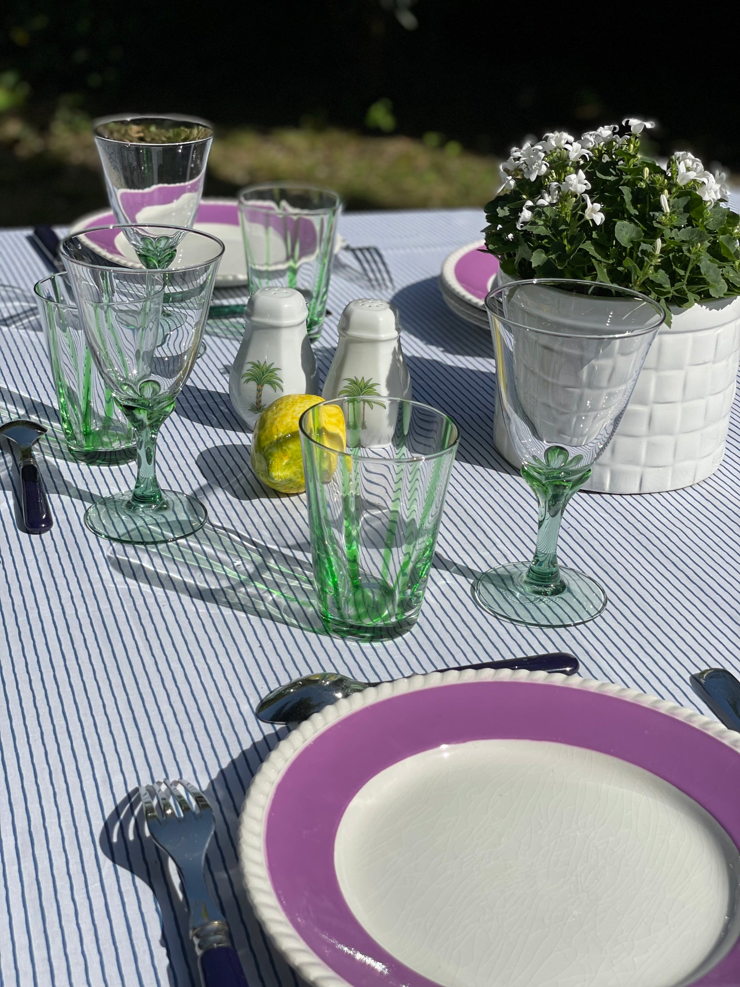6 assiettes plates violettes Luneville Badonviller