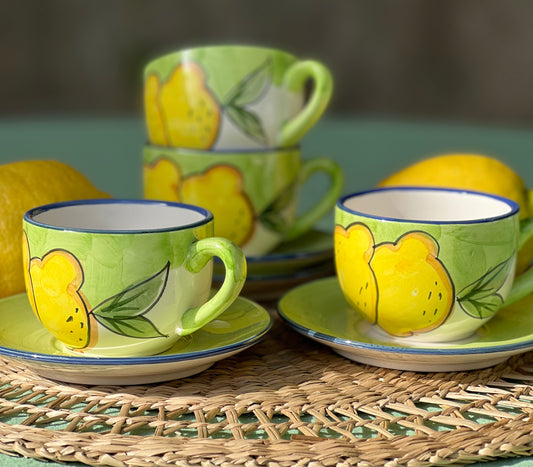 4 tasses à café citrons