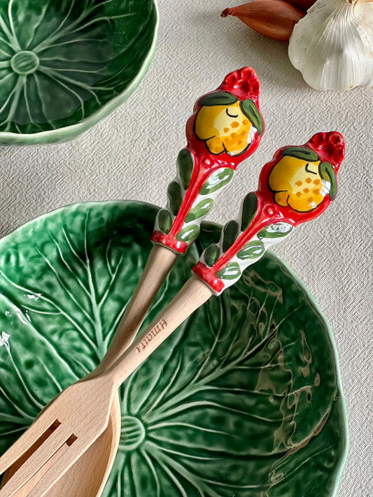 Couverts à salade rouge citrons Made in Italy