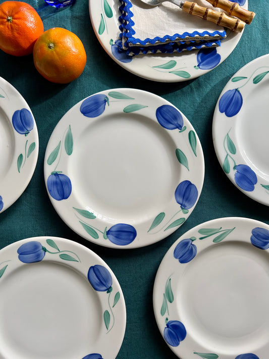 10 assiettes à dessert prunes Made in Italy