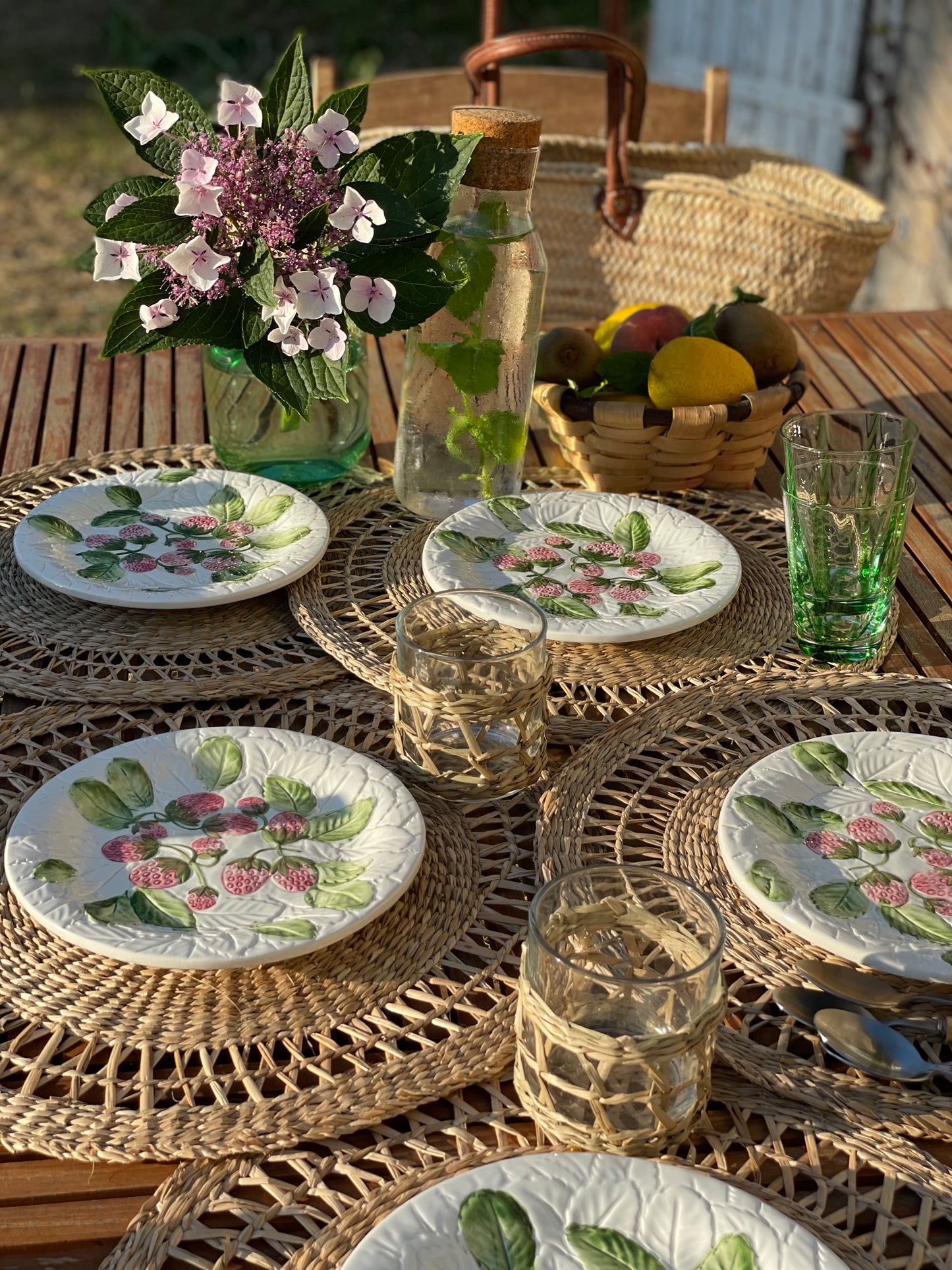 5 assiettes à dessert fraises Made in Italy