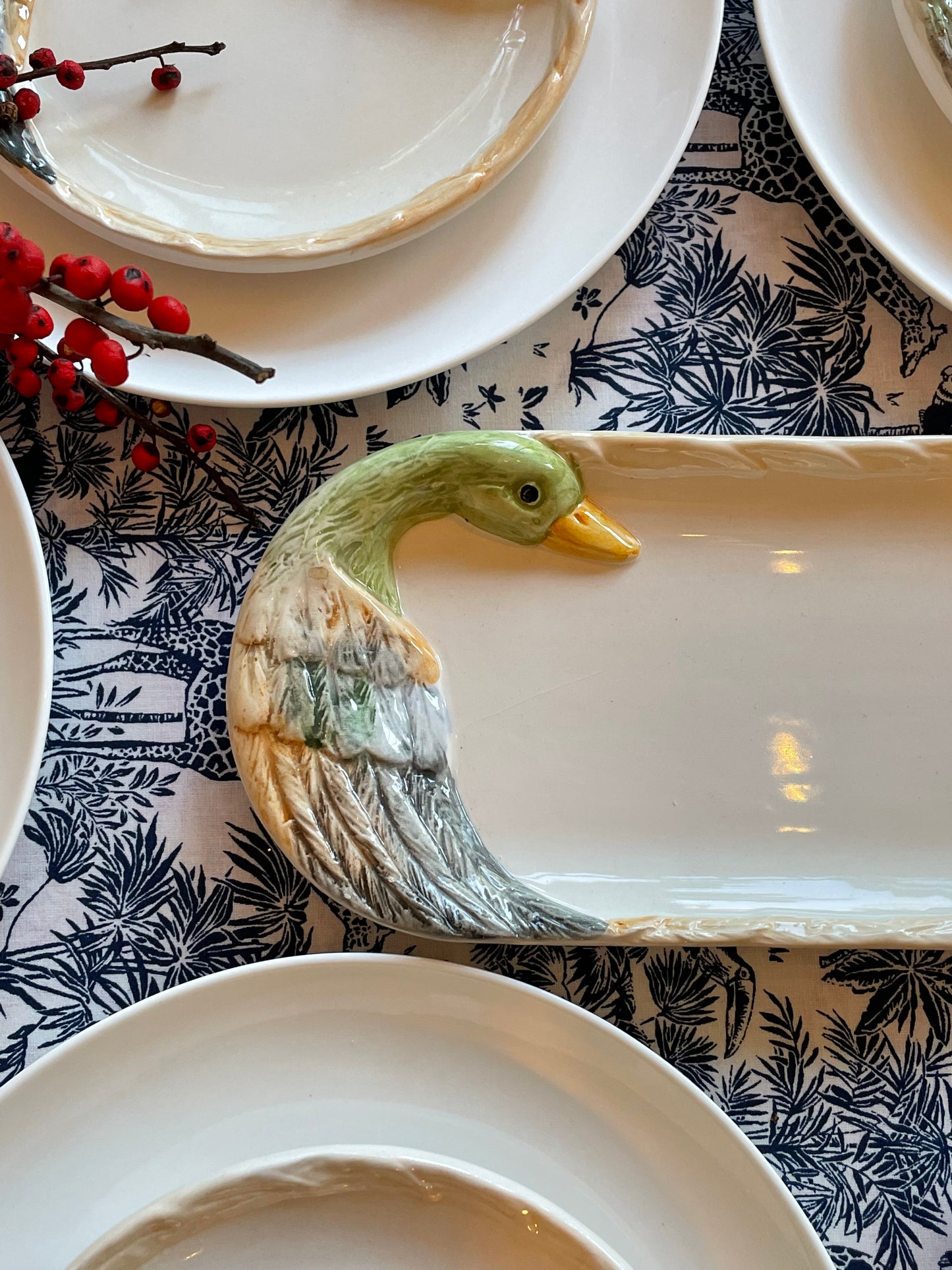 6 petites assiettes foie gras/dessert et un plat foie gras canard